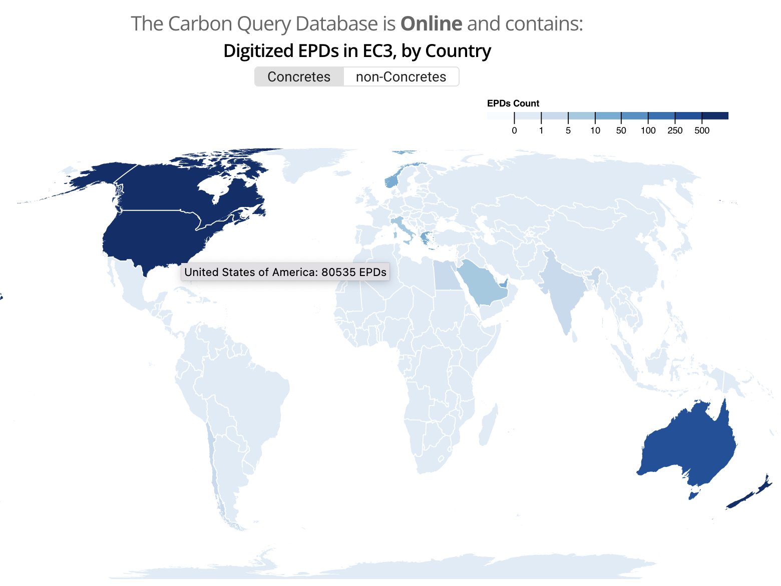 Building Transparency's Concrete EPD Map